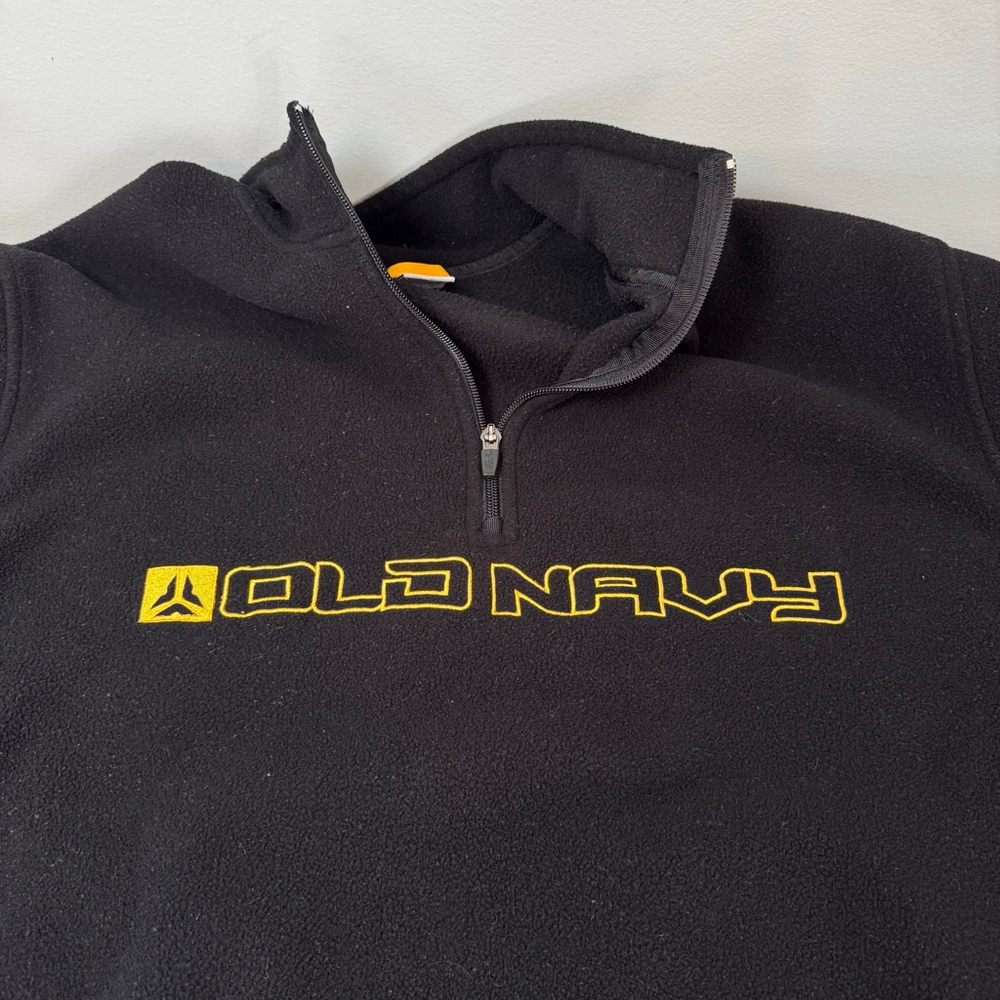 Y2K Old Navy Black & Yellow Fleece Quarter-Zip Sweatshirt XXL